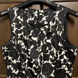 Talbots womens dress size 14 Black& white floral stretch cotton